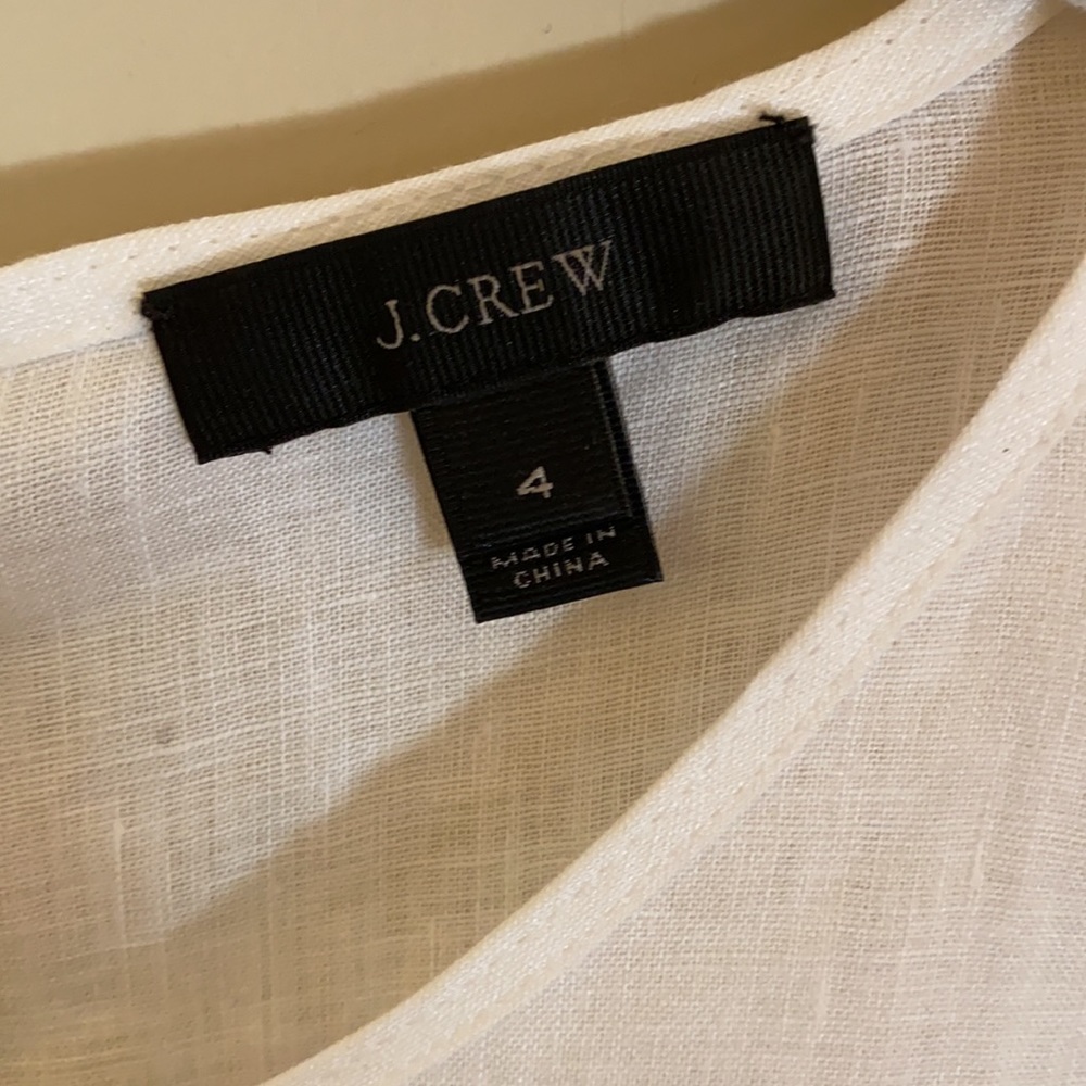 J. Crew White Linen Embroidered Top - Picture 2 of 5